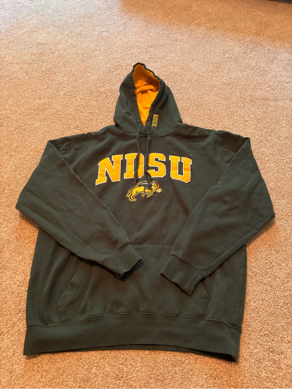 Stadium Athletics Green Hoodie with Gold NDSU Logo
